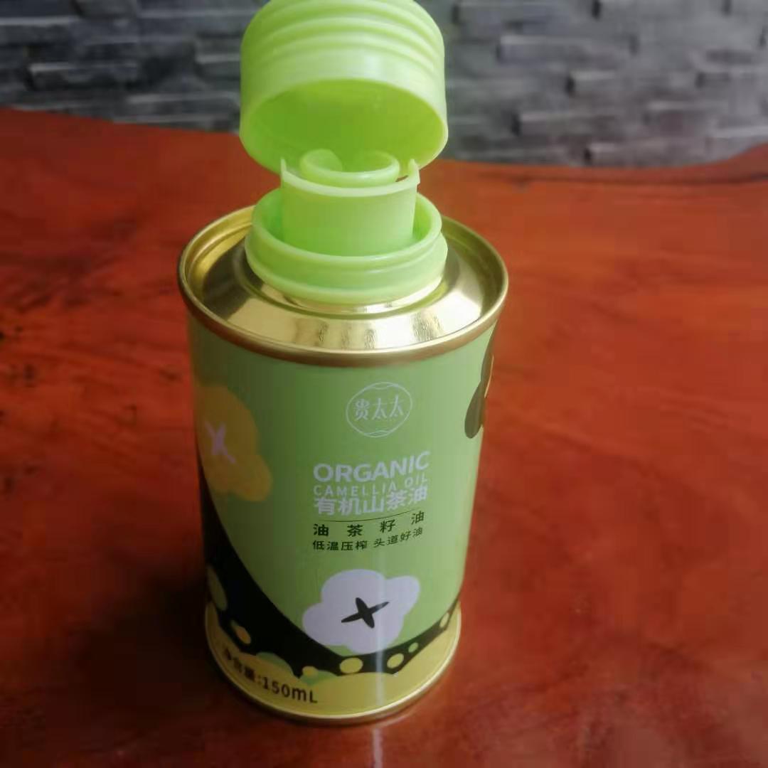 個性化茶油鐵罐，湖南山茶油圓形鐵瓶定制