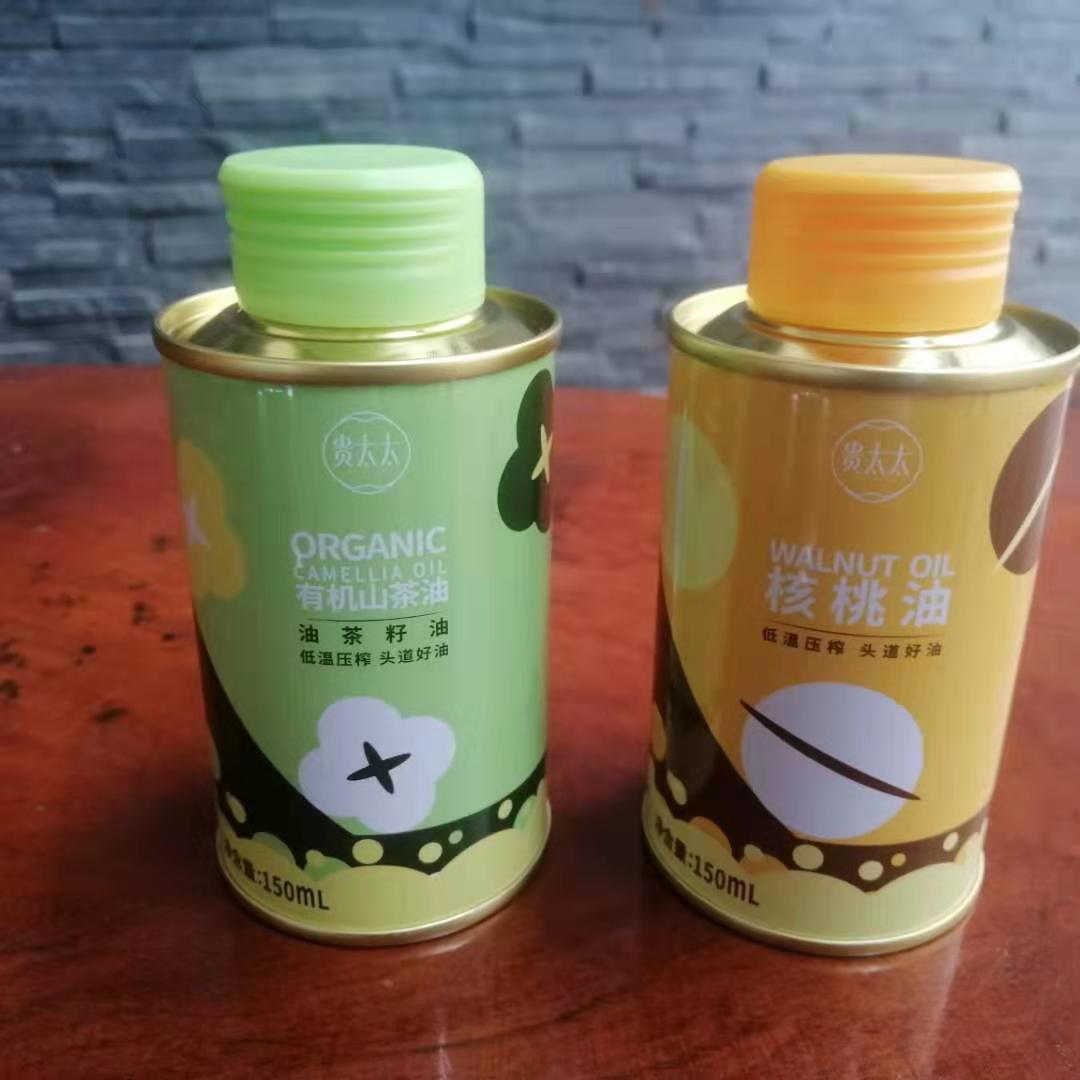 個(gè)性化核桃油鐵瓶定制 核桃油圓形鐵罐批發(fā)