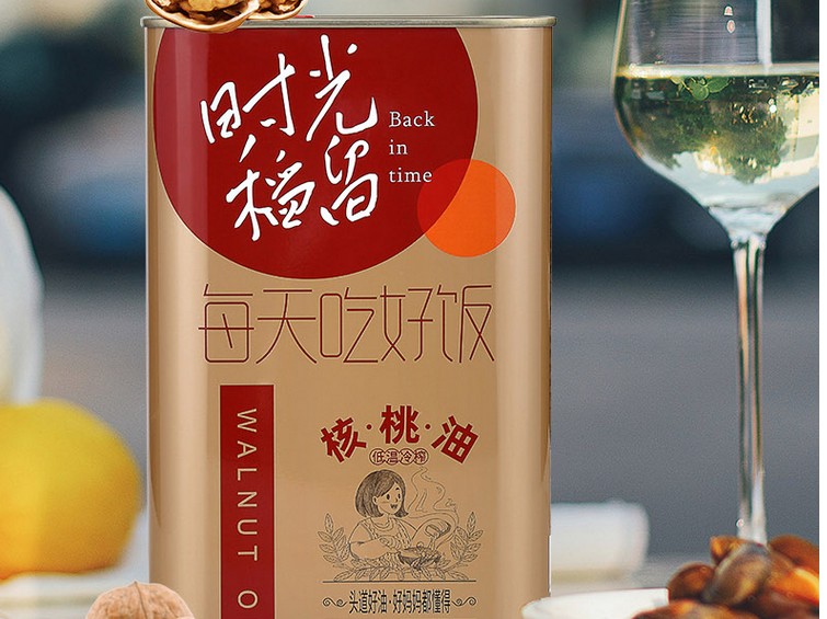 1L時(shí)光稻香核桃油鐵罐 核桃油磨砂鐵罐 核桃油鐵桶