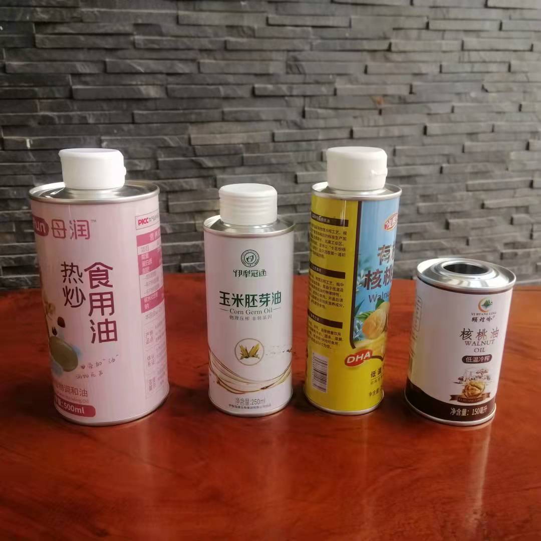 品質(zhì)印花食用油創(chuàng)意鐵罐 圓形母嬰油鐵罐包裝