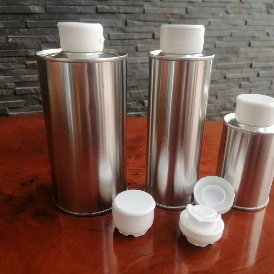 裸身圓形食用油鐵瓶批發(fā) 光身亞麻籽油鐵罐 不印刷圖案核桃油鐵桶