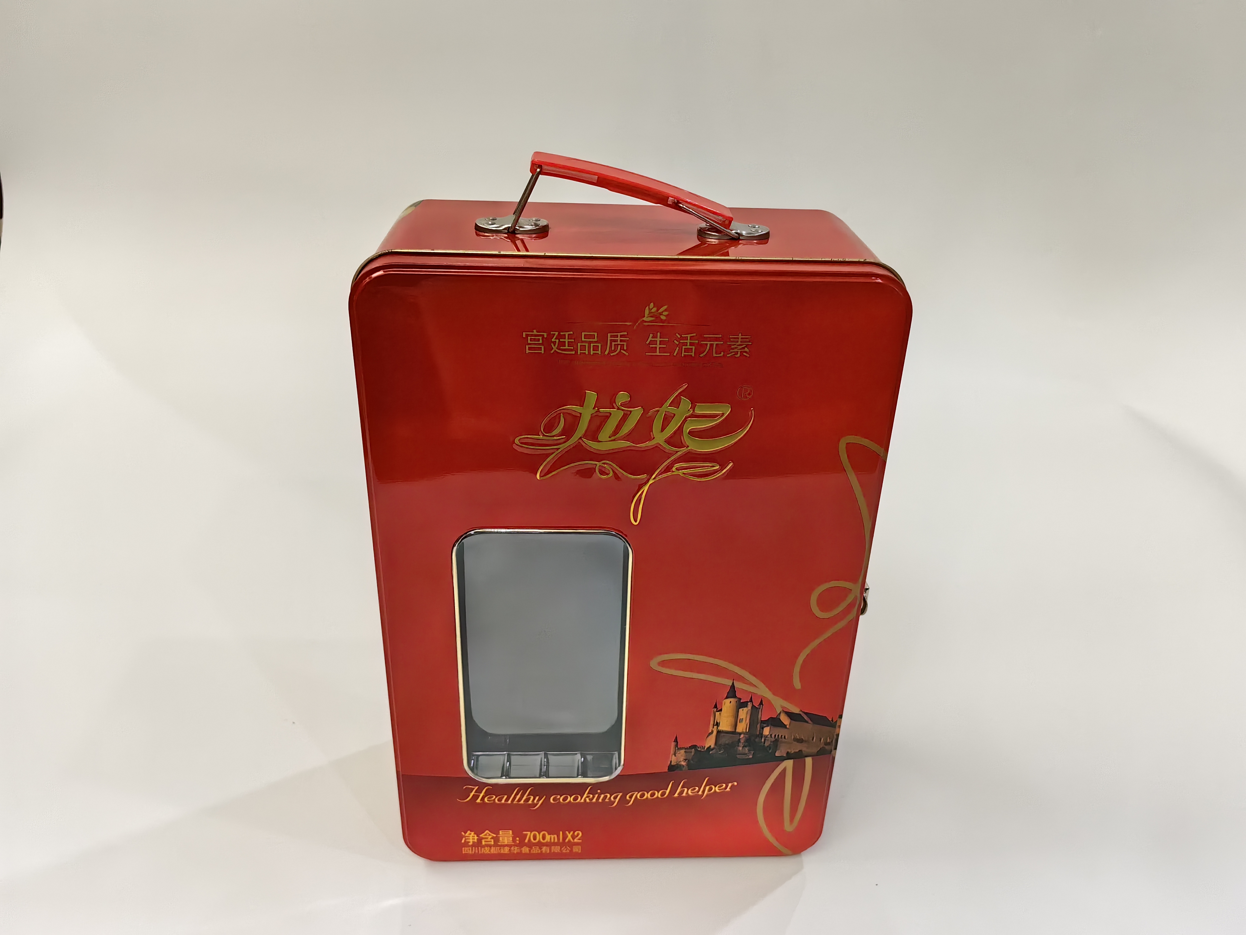 手提高檔雙支裝食用油禮盒 年貨金屬禮盒批發(fā)