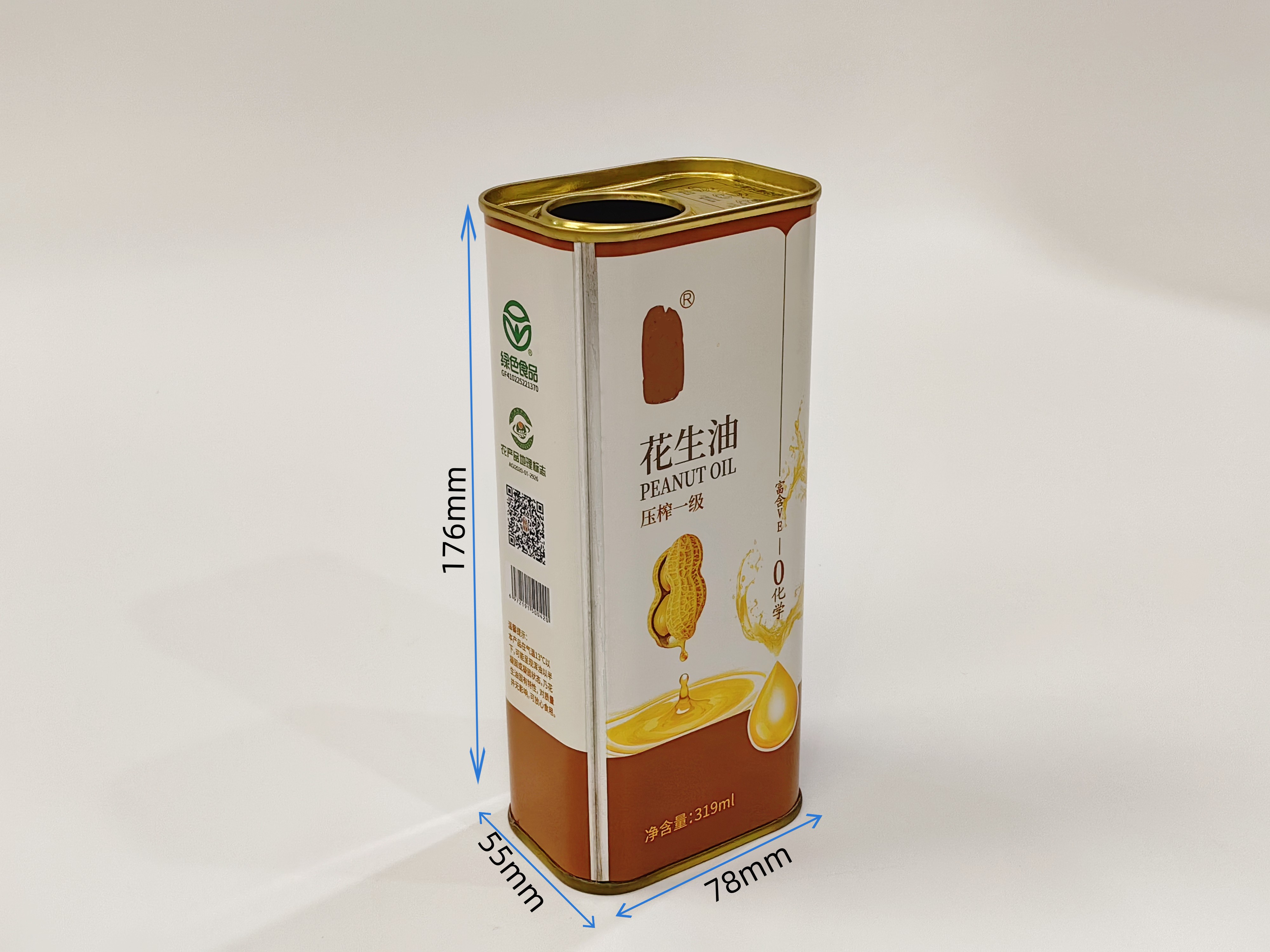 1.5L大肚子虎堅(jiān)果油鐵罐 印花有機(jī)山茶油鐵罐包裝